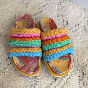 Farm Rio Crochet Slide Sandals